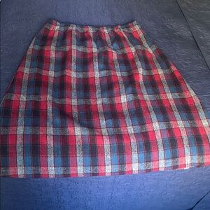 Classic Plaid A-Line Skirt in Red and Blue